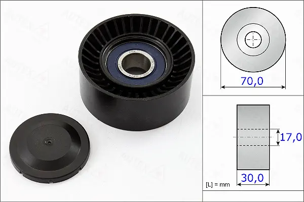 Tensioner Pulley, V-ribbed belt (654893)