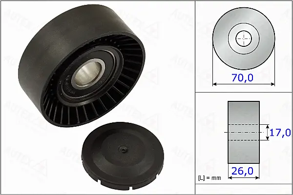 Tensioner Pulley, V-ribbed belt (655007)