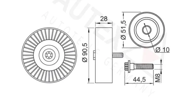 Deflection/Guide Pulley, V-ribbed belt (652031)