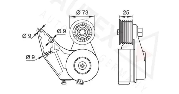 Tensioner Pulley, V-ribbed belt (654081)
