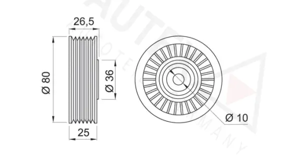 Deflection/Guide Pulley, V-ribbed belt