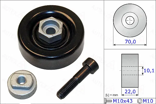 Tensioner Pulley, V-ribbed belt (654890)
