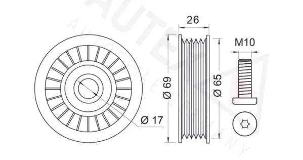 Deflection/Guide Pulley, V-ribbed belt (654209)