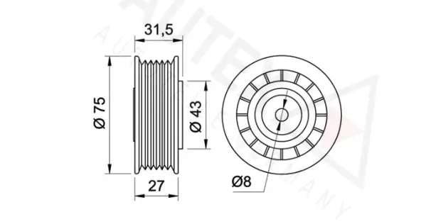 Tensioner Pulley, V-ribbed belt