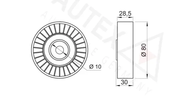 Deflection/Guide Pulley, V-ribbed belt