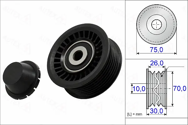 Deflection/Guide Pulley, V-ribbed belt (654979)