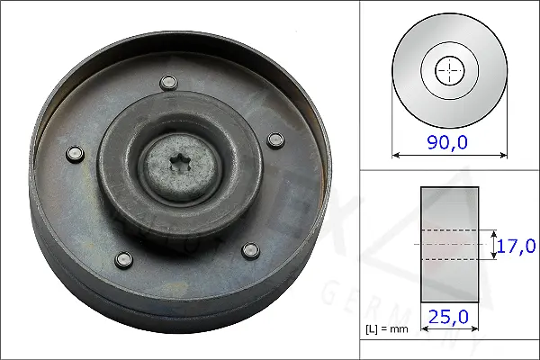 Deflection/Guide Pulley, V-ribbed belt (654836)