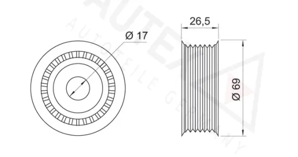 Deflection/Guide Pulley, V-ribbed belt