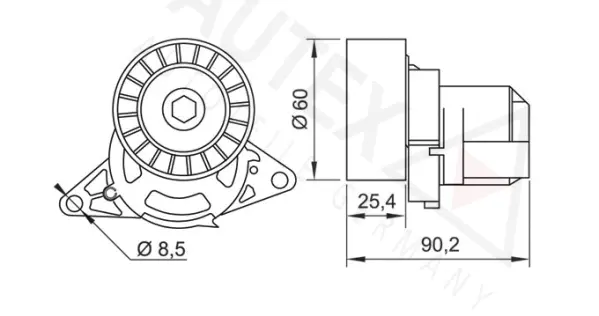 Belt Tensioner, V-ribbed belt (654434)