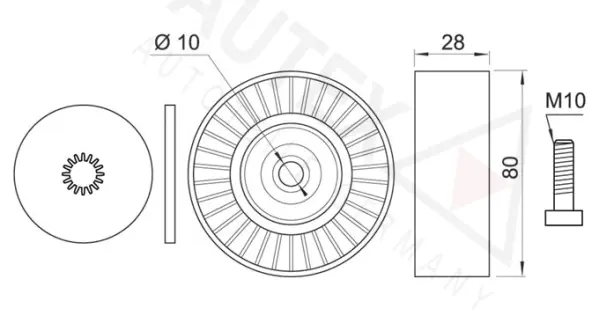 Deflection/Guide Pulley, V-ribbed belt (654403)