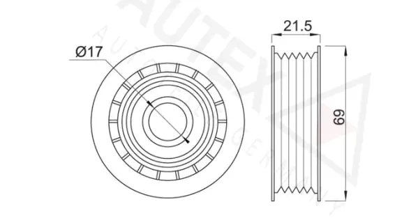 Deflection/Guide Pulley, V-ribbed belt (652035)