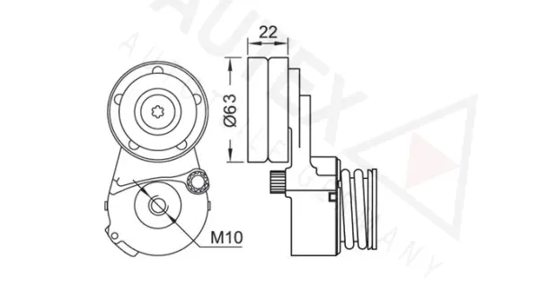 Belt Tensioner, V-ribbed belt (654166)