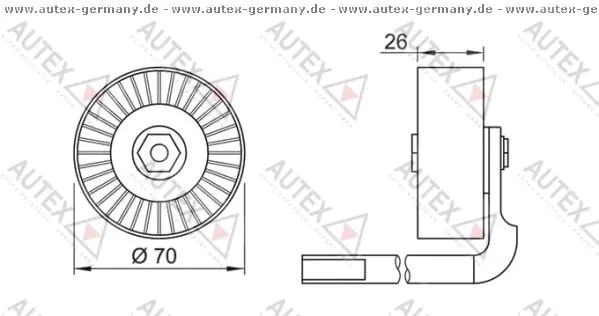 Tensioner Pulley, V-ribbed belt (654239)
