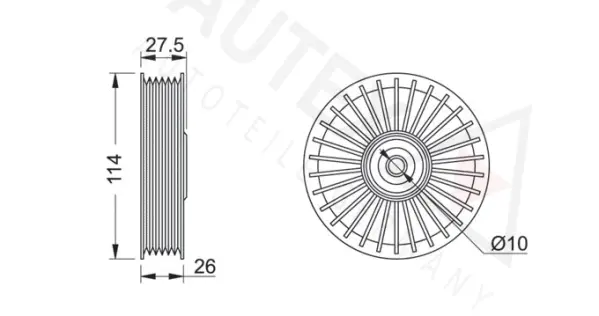 Deflection/Guide Pulley, V-ribbed belt