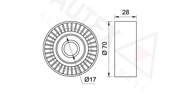 Deflection/Guide Pulley, V-ribbed belt