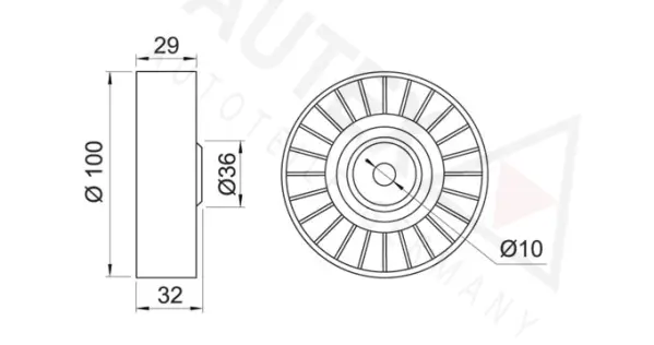 Deflection/Guide Pulley, V-ribbed belt