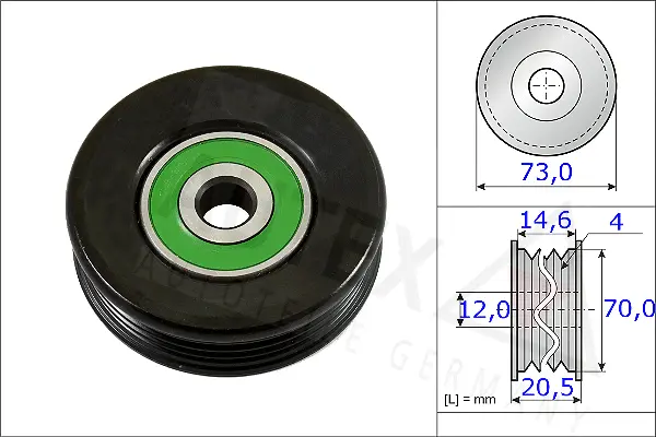 Tensioner Pulley, V-ribbed belt (654732)