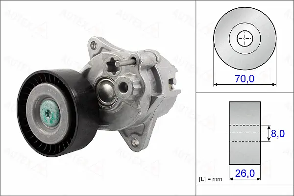 Belt Tensioner, V-ribbed belt (654917)