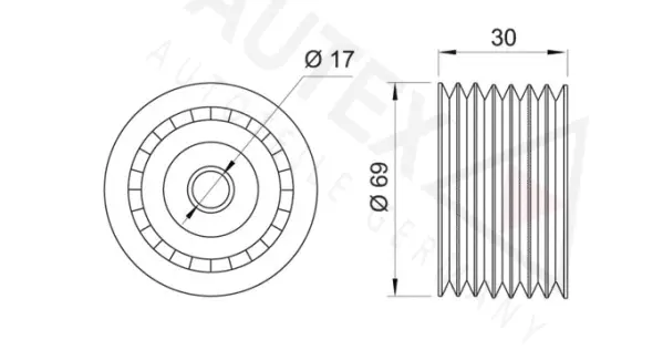 Deflection/Guide Pulley, V-ribbed belt