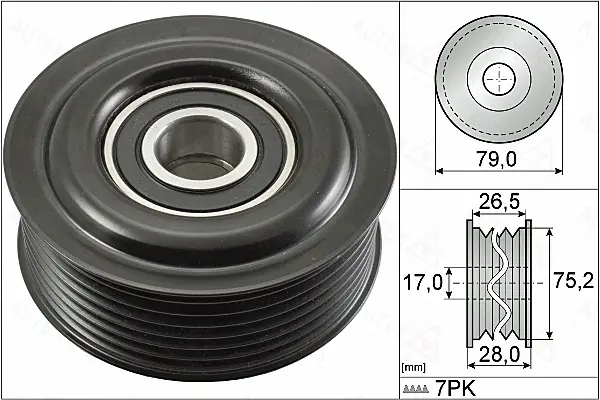 Deflection/Guide Pulley, V-ribbed belt (655057)