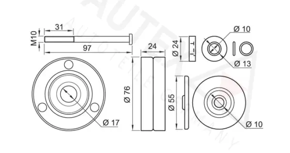 Deflection/Guide Pulley, V-ribbed belt (654470)