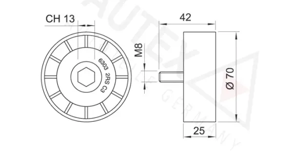 Deflection/Guide Pulley, V-ribbed belt