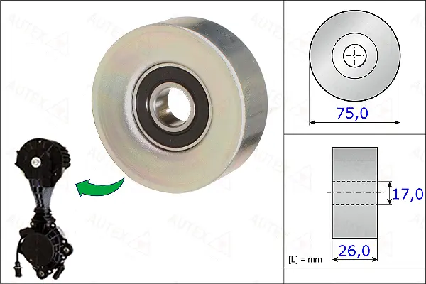Deflection/Guide Pulley, V-ribbed belt (654880)
