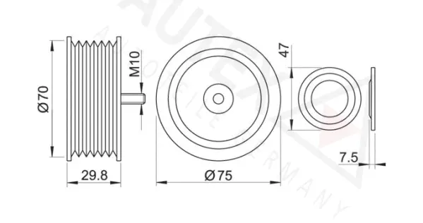 Deflection/Guide Pulley, V-ribbed belt