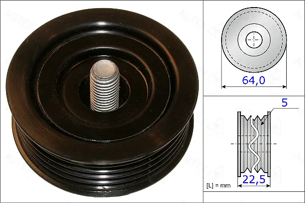 Deflection/Guide Pulley, V-ribbed belt (654876)