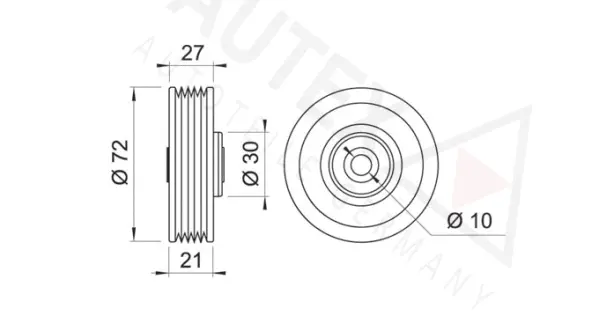 Deflection/Guide Pulley, V-ribbed belt