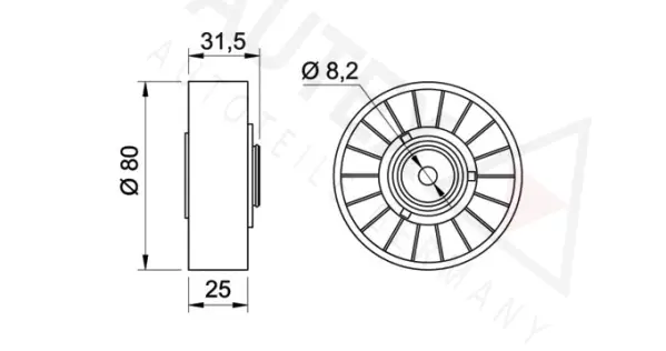 Deflection/Guide Pulley, V-ribbed belt