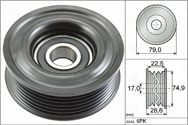 Deflection/Guide Pulley, V-ribbed belt (655036)