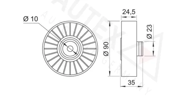 Deflection/Guide Pulley, V-ribbed belt