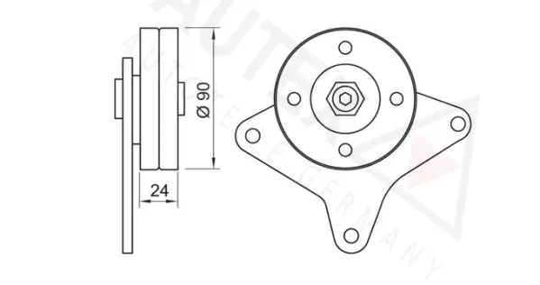 Deflection/Guide Pulley, V-ribbed belt
