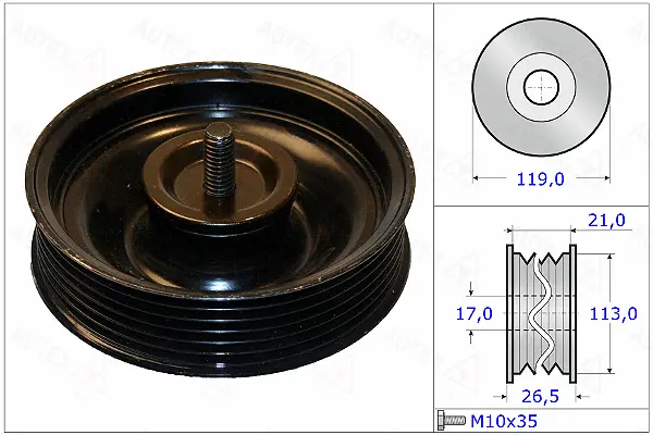 Deflection/Guide Pulley, V-ribbed belt (654889)