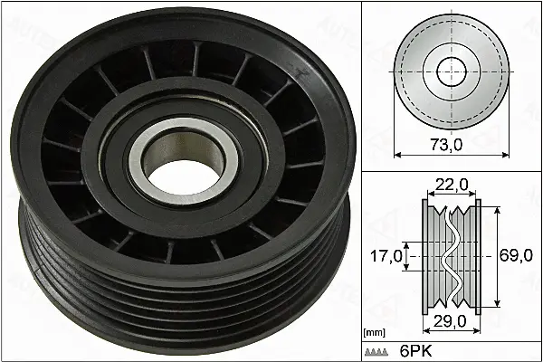 Deflection/Guide Pulley, V-ribbed belt (654911)