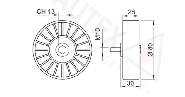 Deflection/Guide Pulley, V-ribbed belt