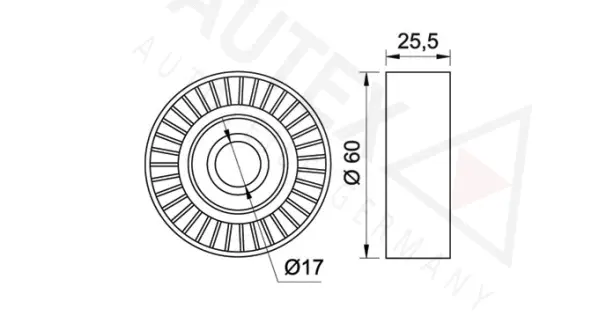 Deflection/Guide Pulley, V-ribbed belt