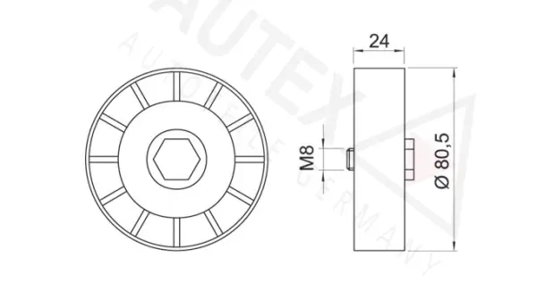 Deflection/Guide Pulley, V-ribbed belt