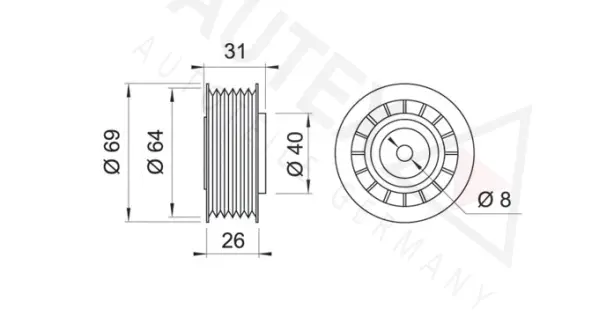 Deflection/Guide Pulley, V-ribbed belt