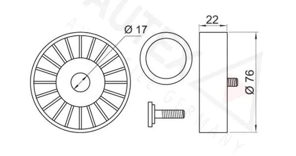 Deflection/Guide Pulley, V-ribbed belt