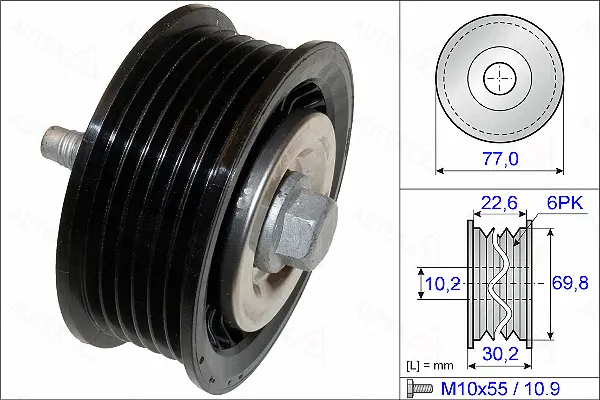 Deflection/Guide Pulley, V-ribbed belt (654881)