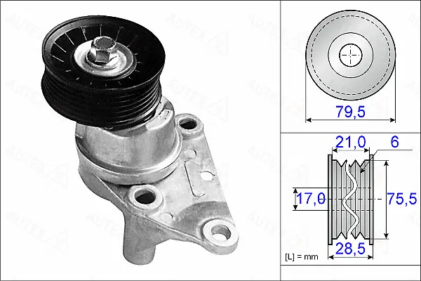 Belt Tensioner, V-ribbed belt (654956)