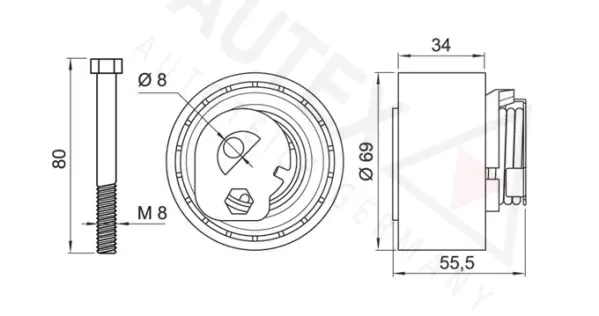 Tensioner Pulley, timing belt (654107)