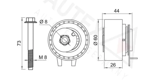 Tensioner Pulley, timing belt (654451)