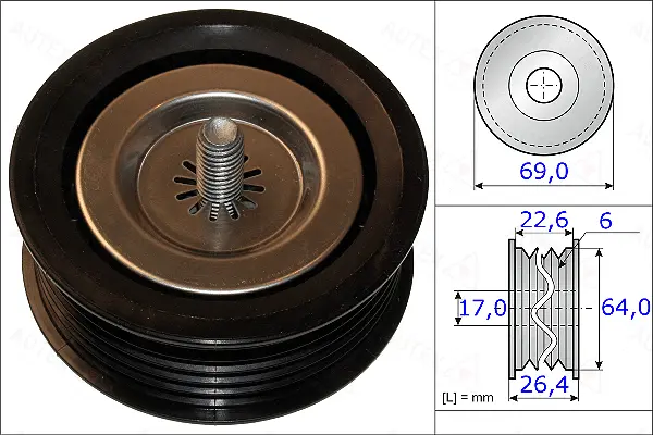Deflection/Guide Pulley, V-ribbed belt (654878)