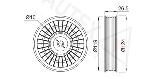 Deflection/Guide Pulley, V-ribbed belt
