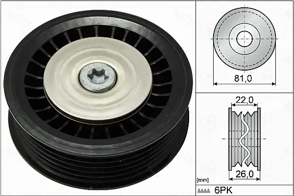 Deflection/Guide Pulley, V-ribbed belt (654861)