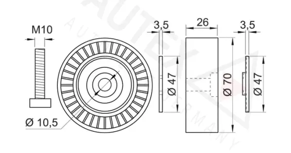 Deflection/Guide Pulley, V-ribbed belt (654257)