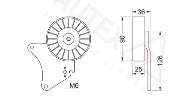 Deflection/Guide Pulley, V-ribbed belt